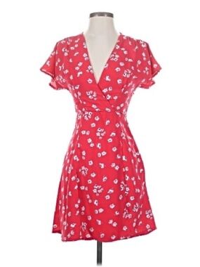 French Connections red wrap floral mini dress